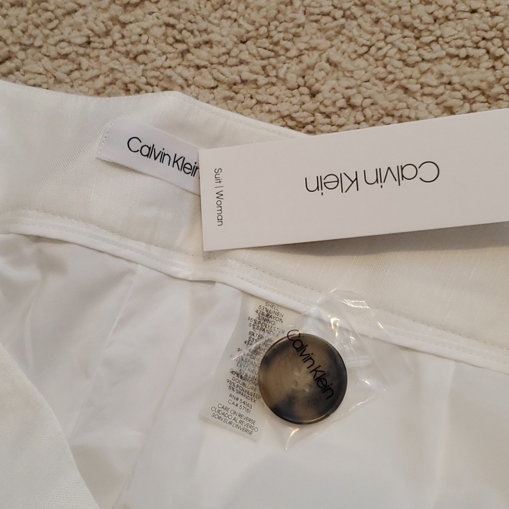 NWT CALVIN KLEIN linen White pants - Picture 7 of 10